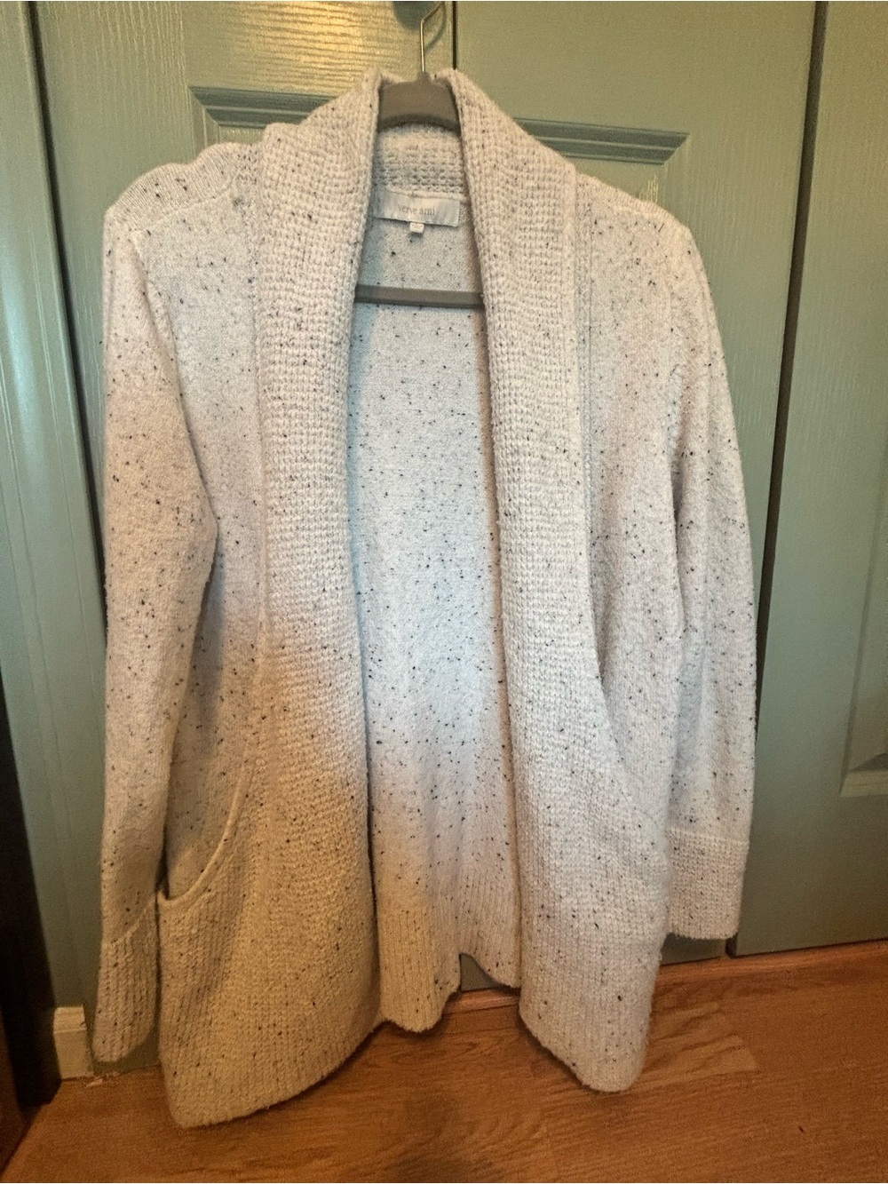 Cozy Open-Front Speckled Cardigan Sweater - Cream